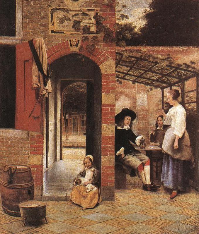HOOCH, Pieter de Drinkers in the Bower af China oil painting art
